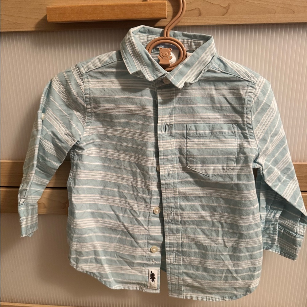 Janie and Jack Light Blue Striped Button Down Shirt